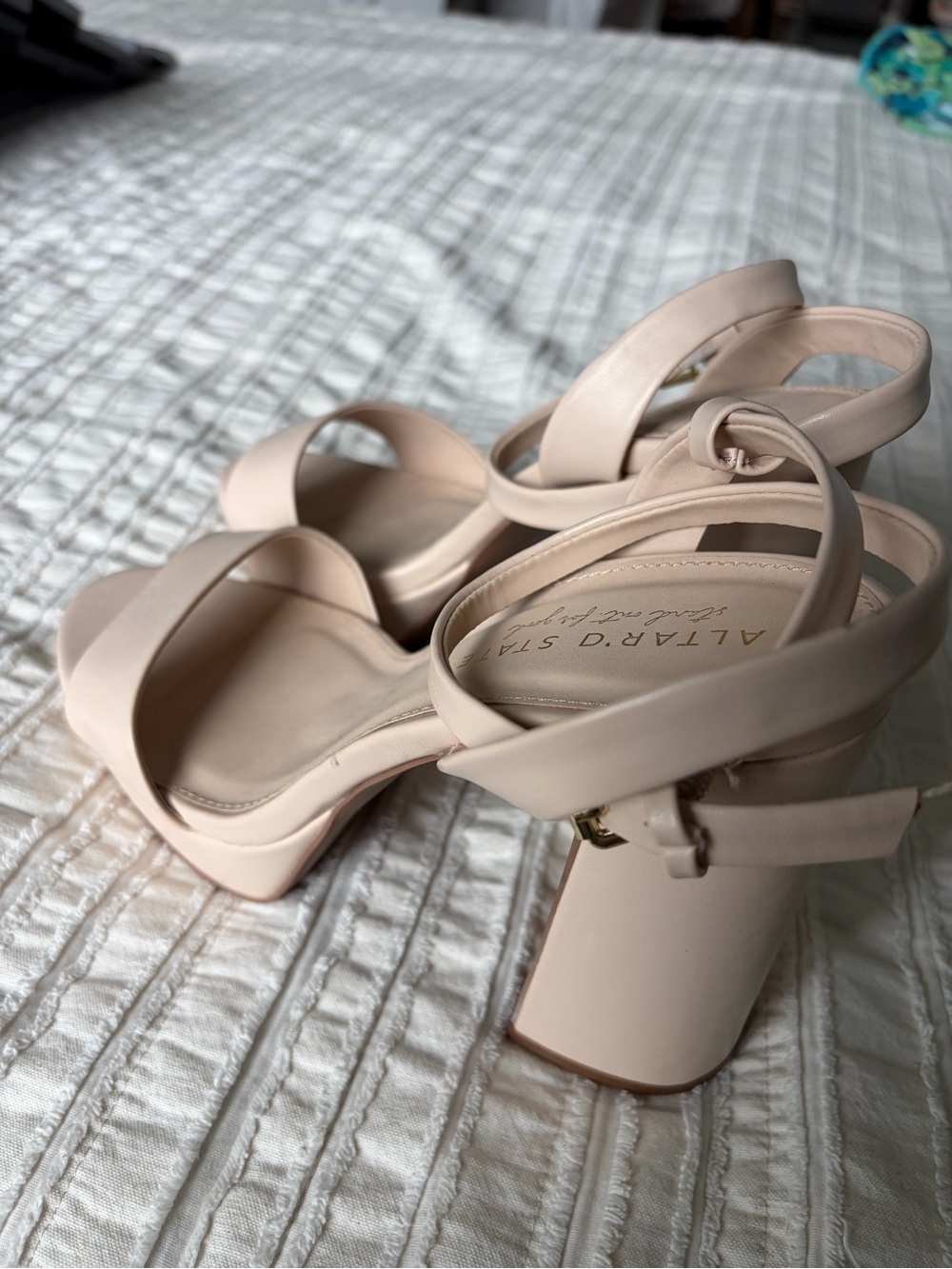Altar'd State Nude Blush Block Heel Sandals